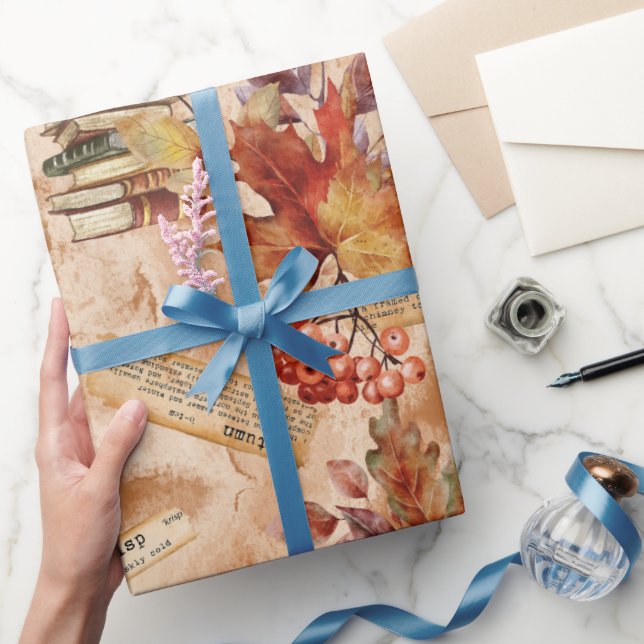 Vattenfärgshösten Blommigt Bok Älskare Presentpapper (Gifting)