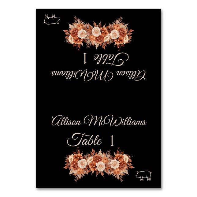 Vattenfärgshösten Elegance-Gris-ikon- Bordsnummer (Framsidan)