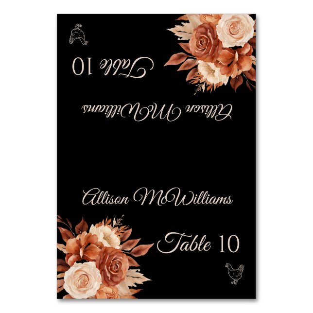 Vattenfärgshösten Elegance-Poultry-ikon- Bordsnummer (Framsidan)