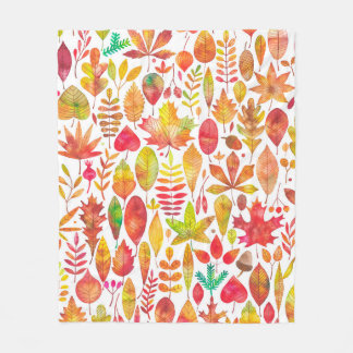 Vattenfärgshösten höst löv mönster fleecefilt