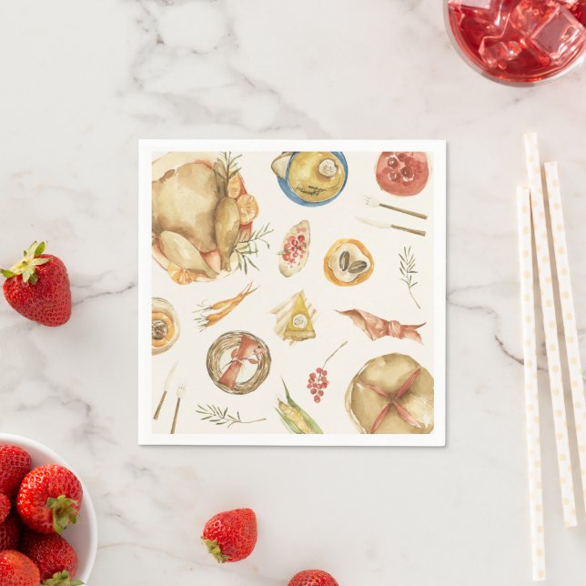 Vattenfärgshösten höstfälla Turkiets Thanksgiving  Pappersservett (Insitu)