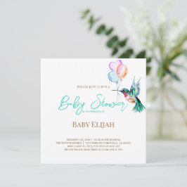 VattenfärgsHummingbird och Balloons Baby Shower Inbjudningar