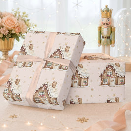 Vattenfärgshus av pepparkakor jul firande presentpapper