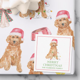 Vattenfärgshus för jultomten Hund Gift-hölje Anteckningskort