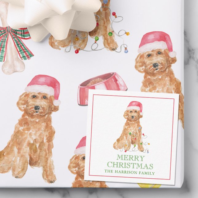 Vattenfärgshus för jultomten Hund Gift-hölje Anteckningskort (Skapare uppladdad)