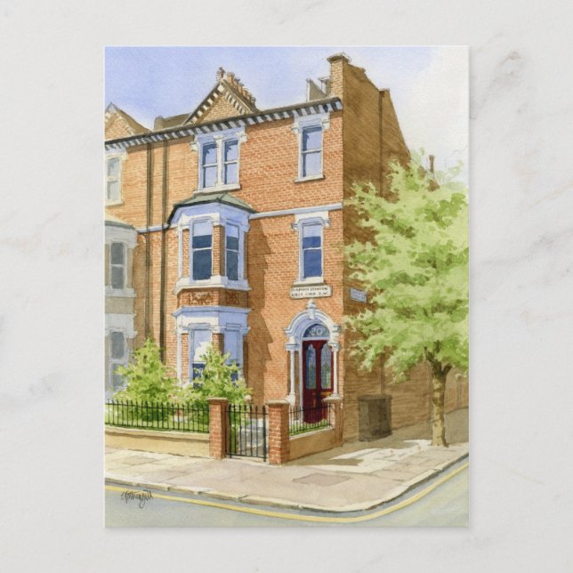 vattenfärgshus porträtt vykort (Framsida)