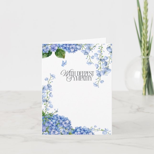 VattenfärgsHydrangea Sympathy CondolCard Tack Kort (Framsida)