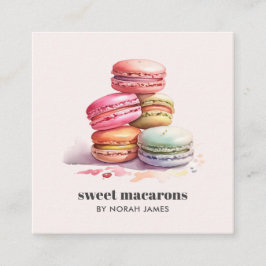 Vattenfärgsikon för Fransken Macarons Sweet Cake S Fyrkantigt Visitkort