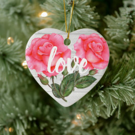 Vattenfärgsillustration av botaniska Blommigtar i Julgransprydnad Keramik