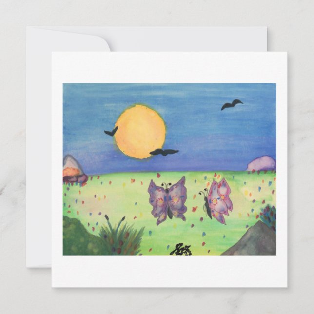 Vattenfärgsillustration Butterflies Kärlek par Inbjudningar (Framsida)