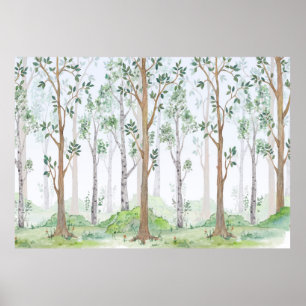 Vattenfärgsillustration-Fairy-skog. Barns i Poster