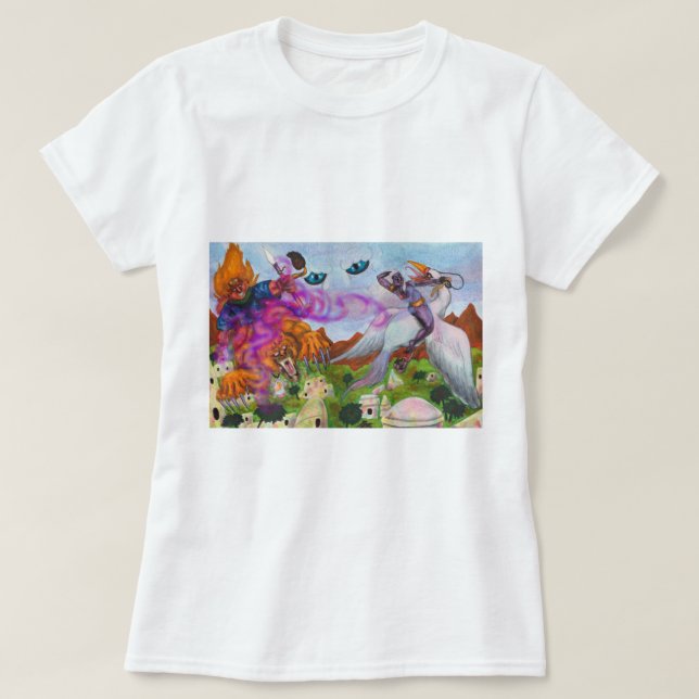 Vattenfärgsillustration Fantasy Warrior rider Lejo T Shirt (Design framsida)