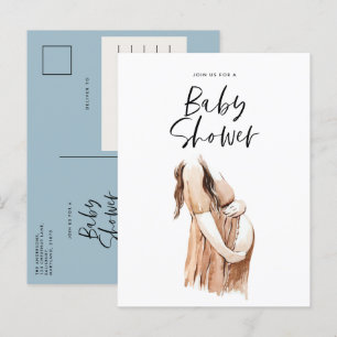 Vattenfärgsillustration för babydusch, enkelt skri inbjudan vykort