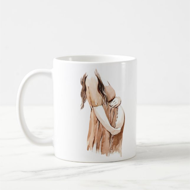 Vattenfärgsillustration för babydusch, enkelt skri kaffemugg (Vänster)