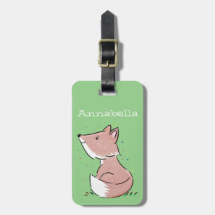 Vattenfärgsillustration för kute, adsible baby fox bagagebricka