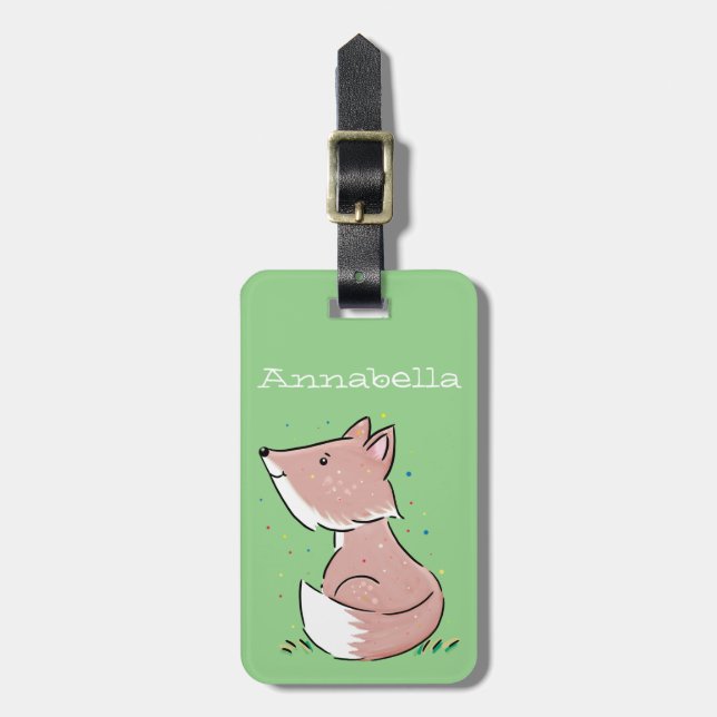 Vattenfärgsillustration för kute, adsible baby fox bagagebricka (Vertikal Framsida)