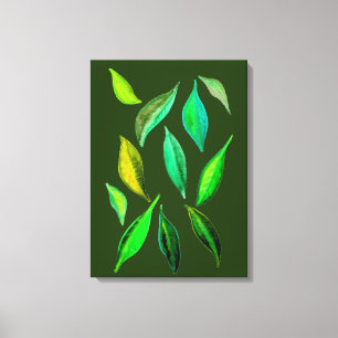 Vattenfärgsillustration för miljövänligt löv canvastryck