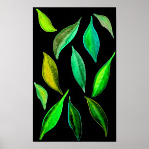 Vattenfärgsillustration för miljövänligt löv poster
