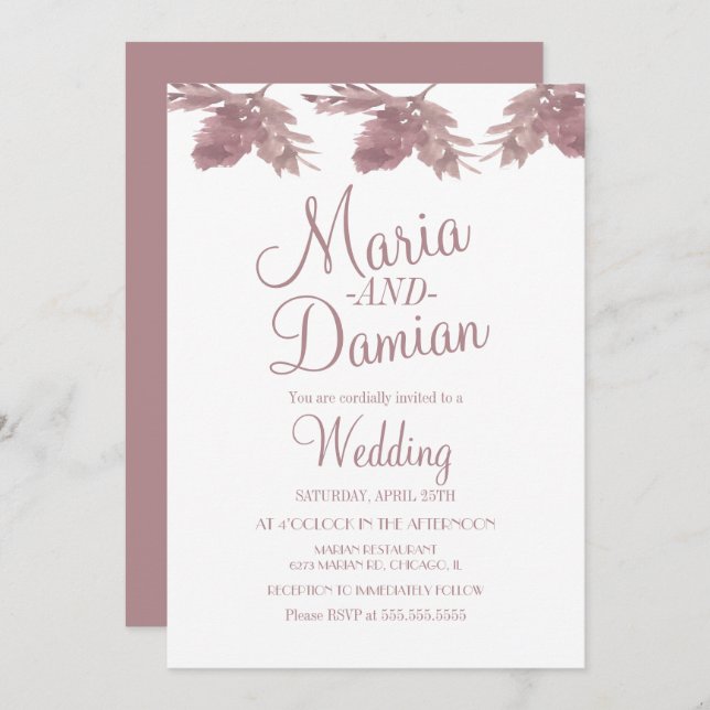 Vattenfärgsillustration i Höst löv  Bröllop Inbjudningar (Fram/baksida)