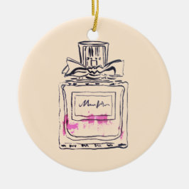 Vattenfärgsillustration parfym flaska mode julgransprydnad keramik