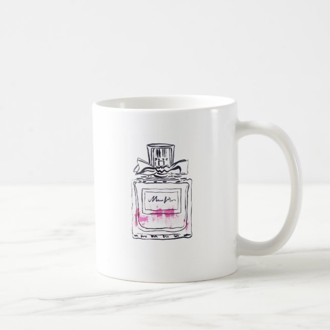 Vattenfärgsillustration parfym flaska mode kaffemugg (Höger)