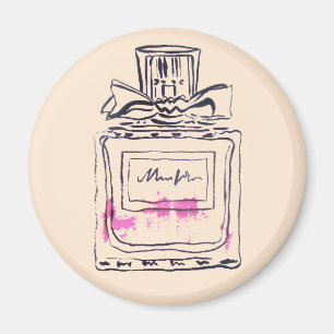 Vattenfärgsillustration parfym flaska mode magnet