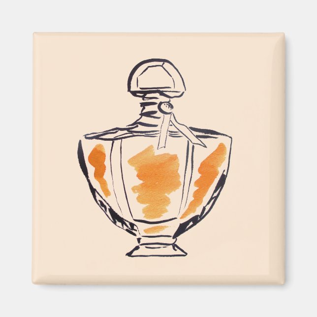 Vattenfärgsillustration parfym flaska mode magnet (Framsidan)