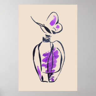Vattenfärgsillustration parfym flaska mode poster