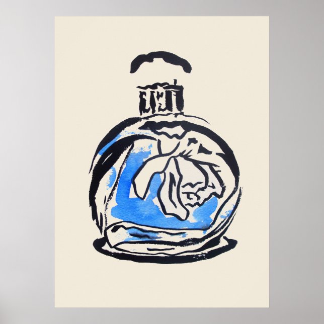 Vattenfärgsillustration parfym flaska mode poster (Framsidan)