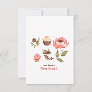 Vattenfärgsillustrationer med blommor lämna tack kort