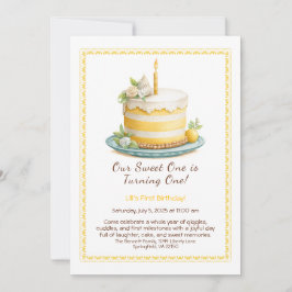 Vattenfärgsinbjudan 1:a födelsedag - gult för kumm inbjudningar