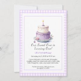 Vattenfärgsinbjudan 1:a födelsedag med kummellilak inbjudningar