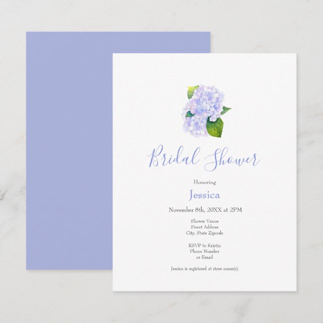 Vattenfärgsinbjudan Hydrangeas Inbjudningar (Fram/baksida)