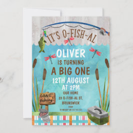 Vattenfärgsinbjudan O-Fish_Al 1st Birthday Party Inbjudningar