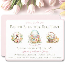 Vattenfärgsinbjudan till Påsk Brunch Egg Hunt Inbjudningar
