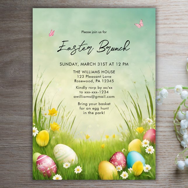 Vattenfärgsinbjudan till Påsk Brunch Egg Hunt Inbjudningar (Skapare uppladdad)