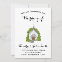Vattenfärgsinbjudan till traditionell kyrka