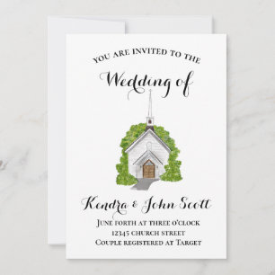 Vattenfärgsinbjudan till traditionell kyrka inbjudningar