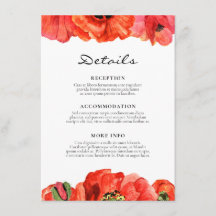 Vattenfärgsinformation för Röda poppies bröllop gä