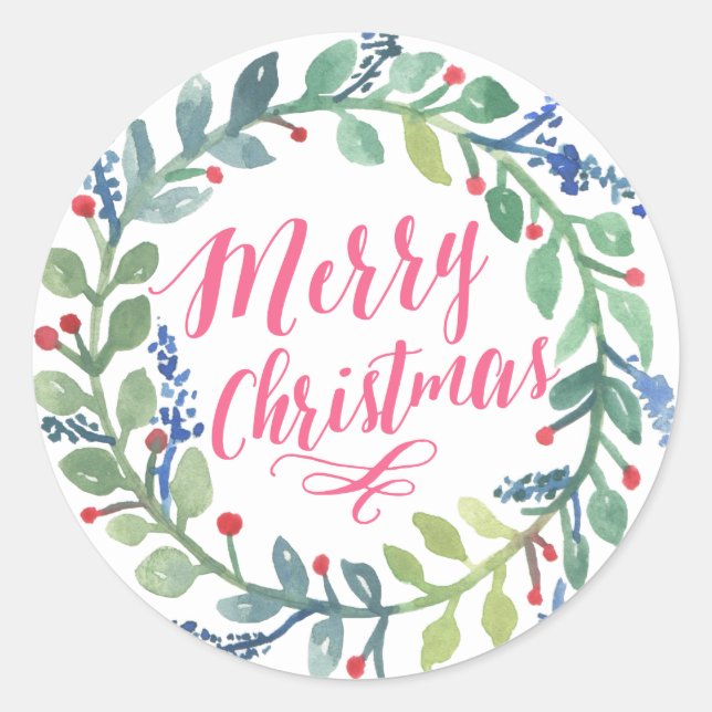 Vattenfärgsinsamling Runt Klistermärke (Framsida)