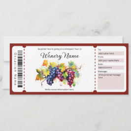Vattenfärgsintyg för vineyard Tour Gift-certifikat Inbjudningar