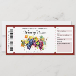 Vattenfärgsintyg för vineyard Tour Gift-certifikat Inbjudningar