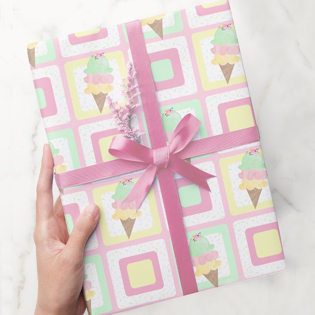 Vattenfärgsis Cream Pastel Wrapping Papper Presentpapper (Skapare uppladdad)