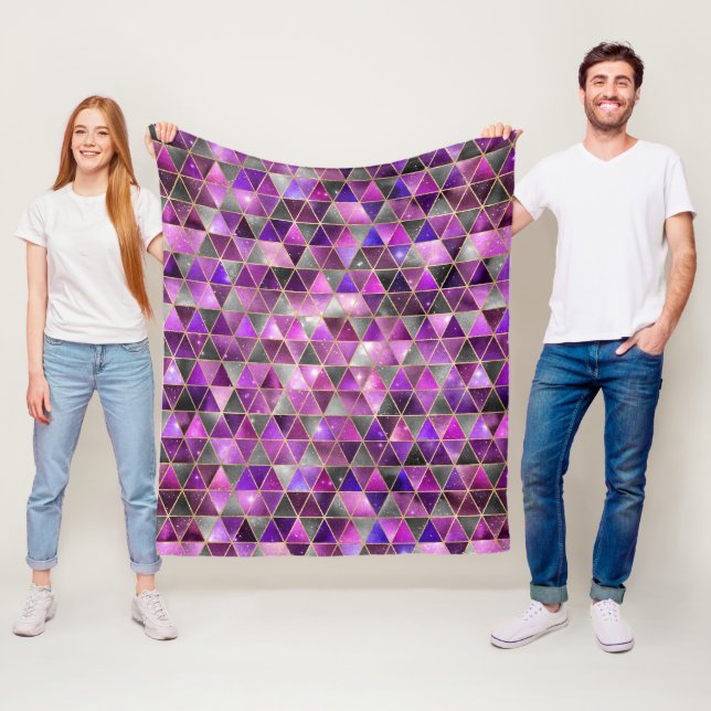 Vattenfärgsisometric med Guld och Marble Galaxy Fleecefilt (På plats)