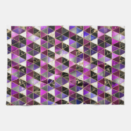 Vattenfärgsisometric med Guld och Marble Galaxy Kökshandduk