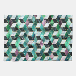 Vattenfärgsisometric med Guld och Marble Galaxy Kökshandduk