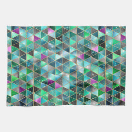 Vattenfärgsisometric med Guld och Marble Galaxy Kökshandduk