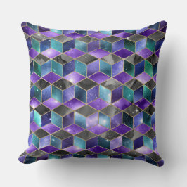 Vattenfärgsisometric med Guld och Marble Galaxy Kudde