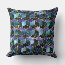 Vattenfärgsisometric med Guld och Marble Galaxy Kudde