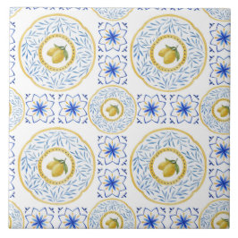 Vattenfärgsitalienska Lemon Mönster Tile Kakelplatta